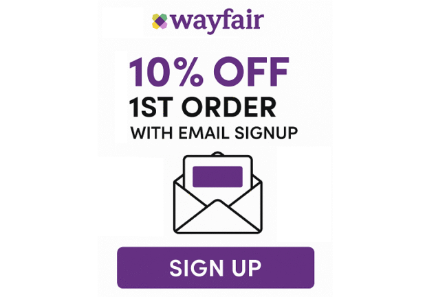 Wayfair 10% off 1st order