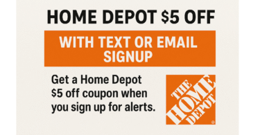 Home Depot $5 Off with Text or Email Signup